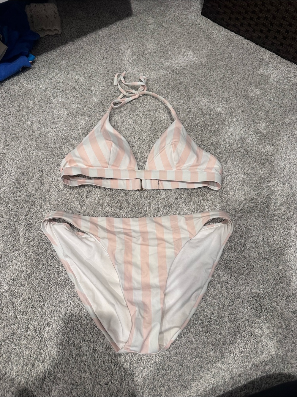 Victoria's Secret Pink and White Striped Bikini Set